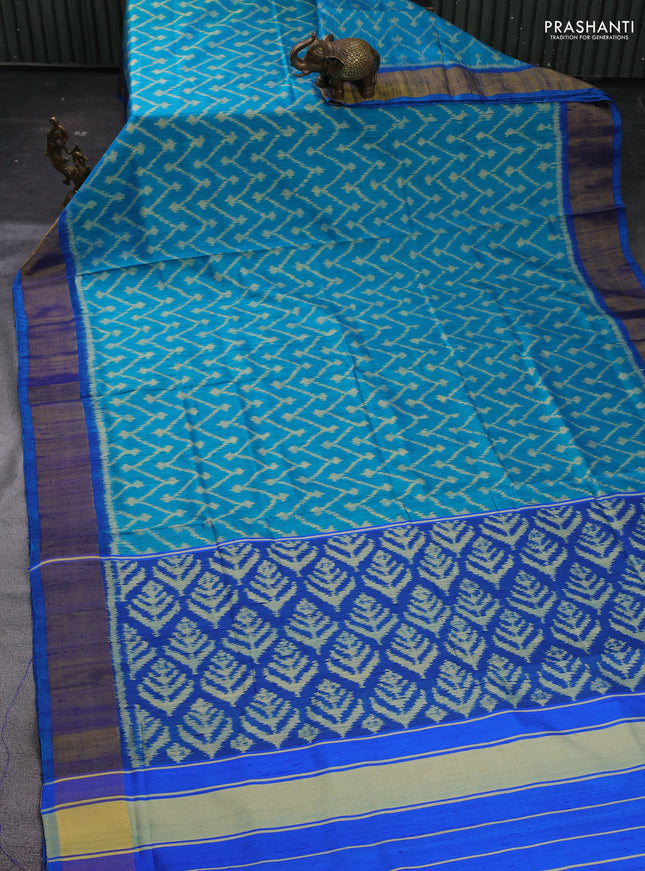 Teal Blue & Blue Rajkot Patola Silk Saree