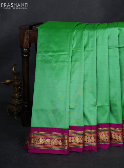 Green & Magenta Pink 10 Yards Silk Saree