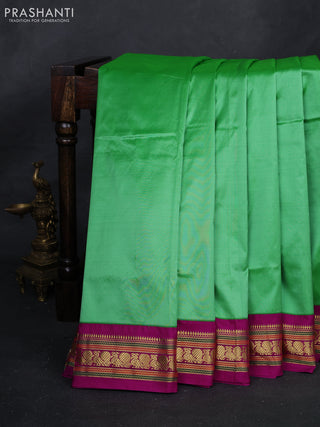 Green & Magenta Pink 10 Yards Silk Saree
