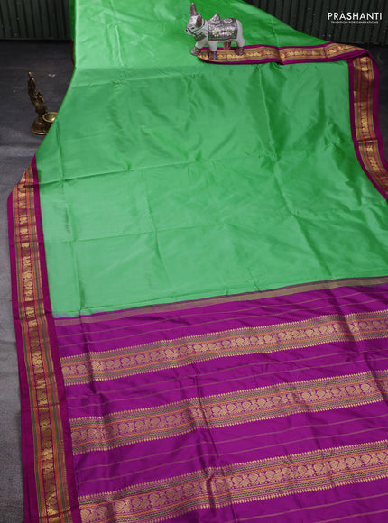 Green & Magenta Pink 10 Yards Silk Saree