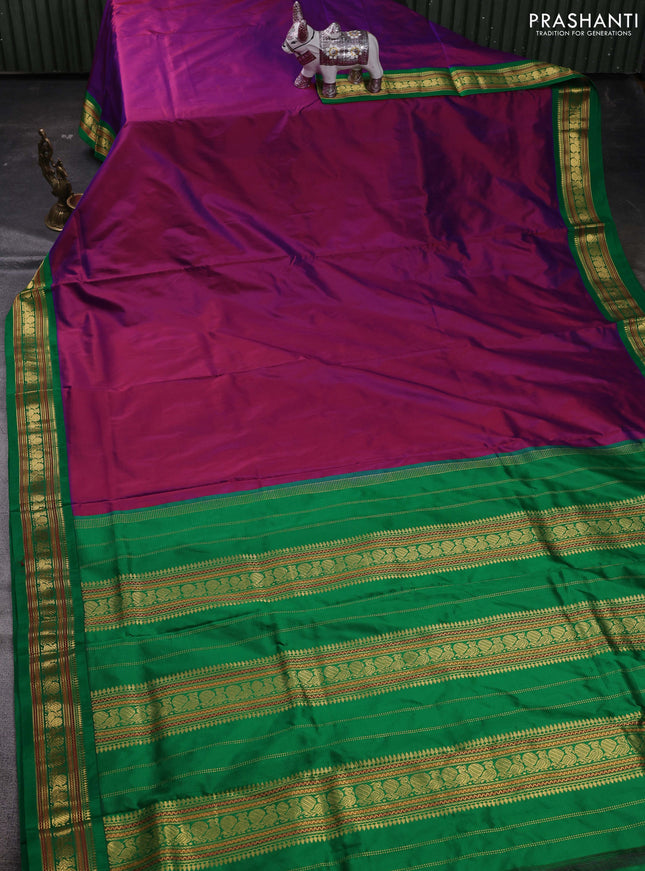 Purple & Green 10 Yards Silk Saree