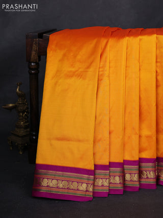 Mango Yellow & Magenta Pink 10 Yards Silk Saree