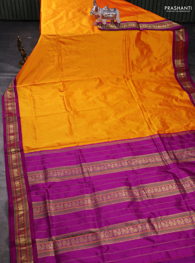 Mango Yellow & Magenta Pink 10 Yards Silk Saree