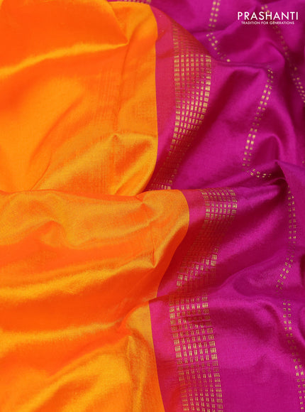 Mango Yellow & Magenta Pink 10 Yards Silk Saree