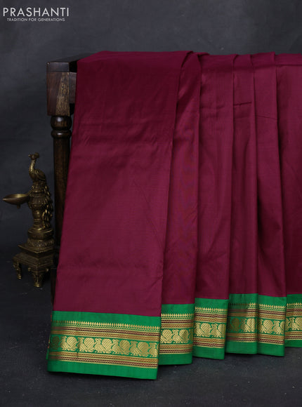 Wine & Green 10 Yards Silk Saree