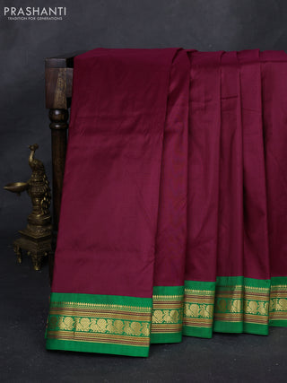 Wine & Green 10 Yards Silk Saree
