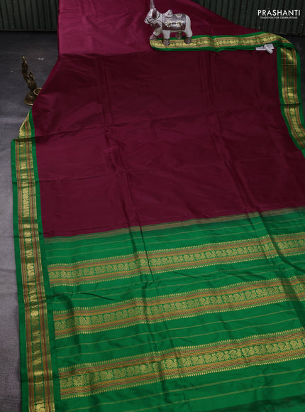 Wine & Green 10 Yards Silk Saree
