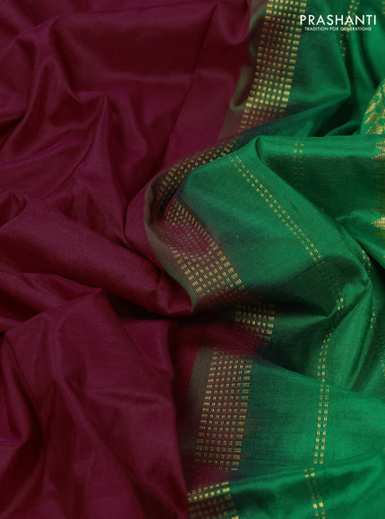 Wine & Green 10 Yards Silk Saree