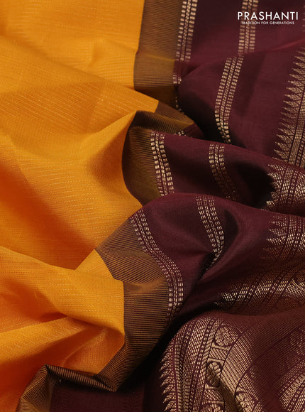 Mustard Yellow & Coffee Brown 10 Yards Silk - Vairaosi