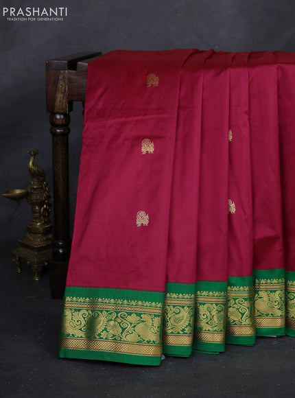 Maroon & Green 10 Yards Silk - Buttas