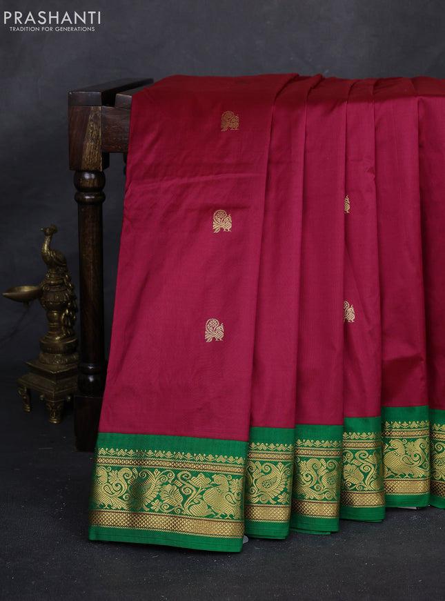 Maroon & Green 10 Yards Silk - Buttas