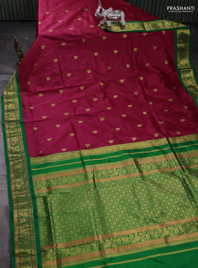 Maroon & Green 10 Yards Silk - Buttas