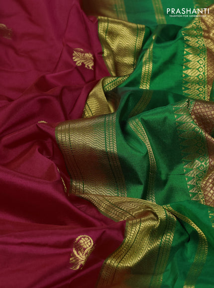 Maroon & Green 10 Yards Silk - Buttas