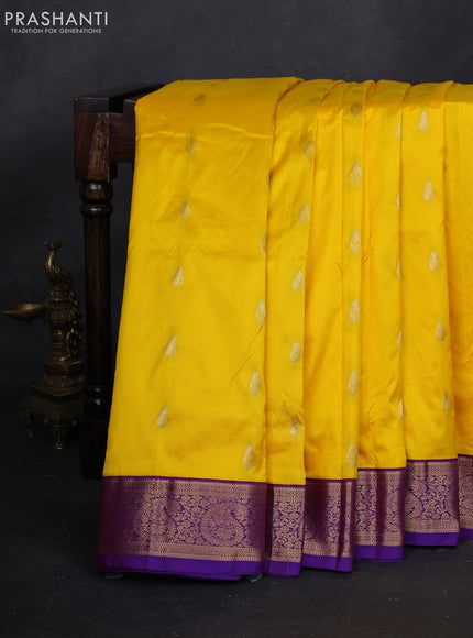 Yellow & Violet 10 Yards Silk - Buttas