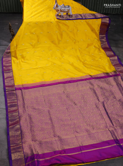 Yellow & Violet 10 Yards Silk - Buttas