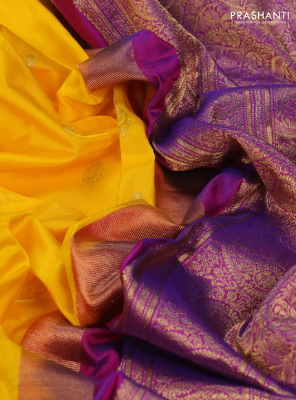Yellow & Violet 10 Yards Silk - Buttas