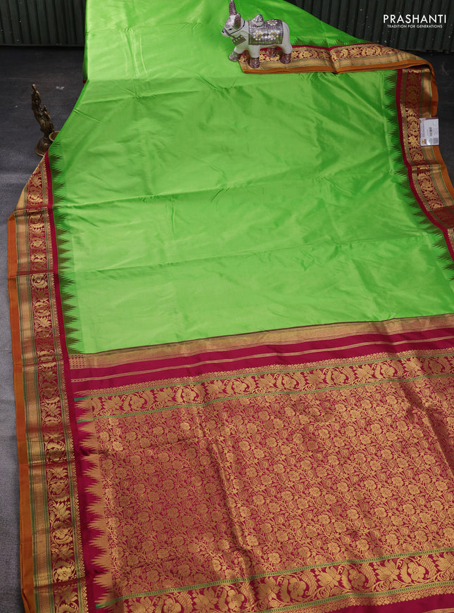 Green & Maroon 10 Yards Silk Saree