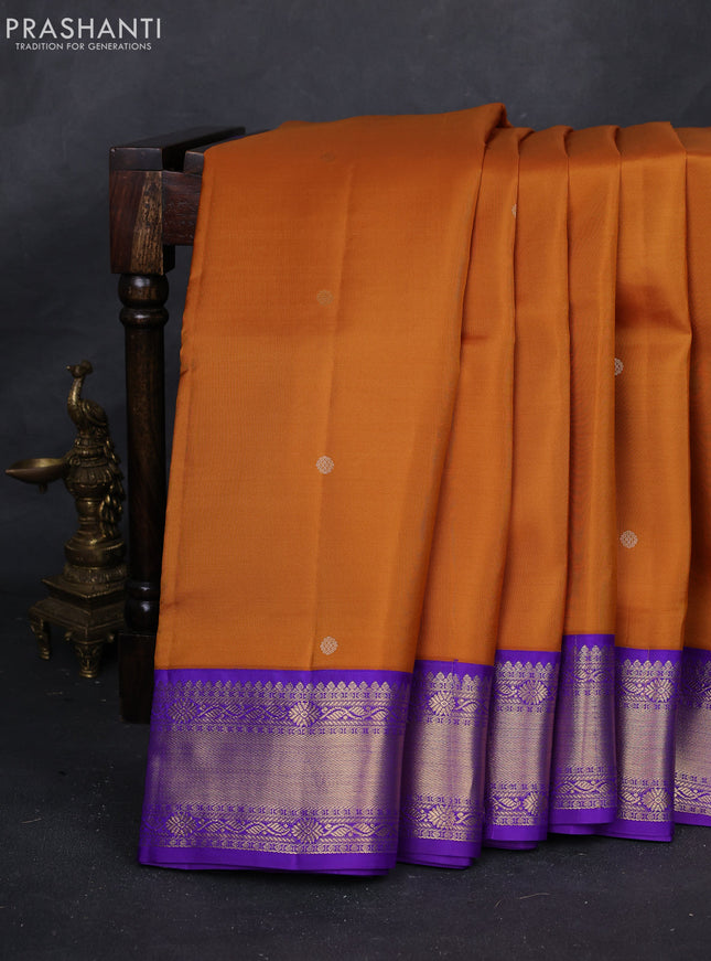 Mustard Yellow & Violet 10 Yards Silk - Buttas