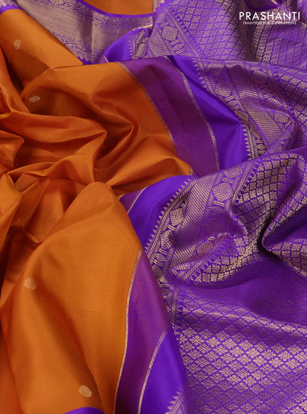 Mustard Yellow & Violet 10 Yards Silk - Buttas