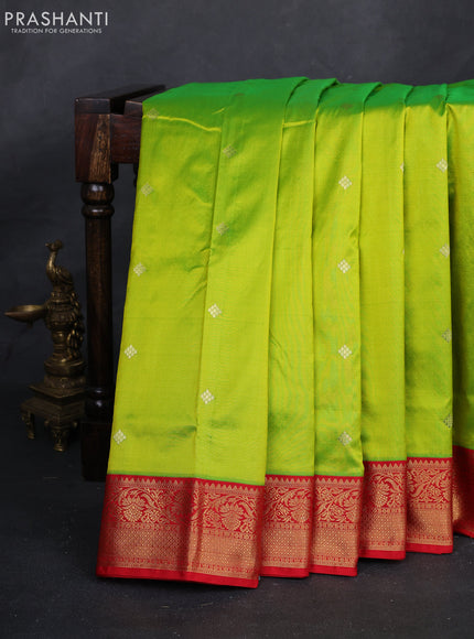 Lime Green & Red 10 Yards Silk - Buttas