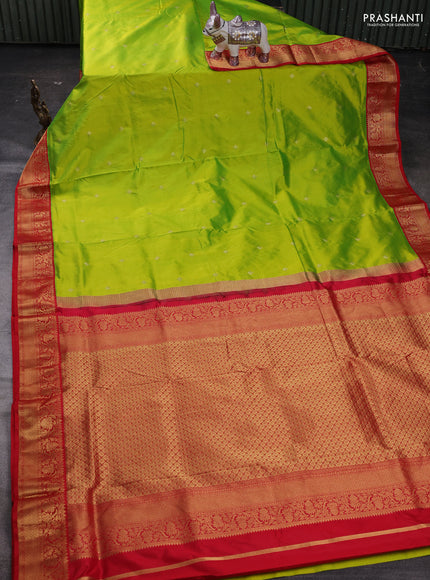 Lime Green & Red 10 Yards Silk - Buttas