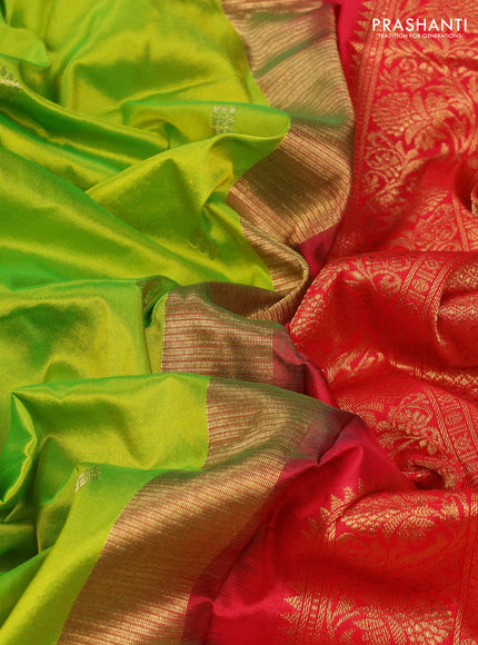 Lime Green & Red 10 Yards Silk - Buttas