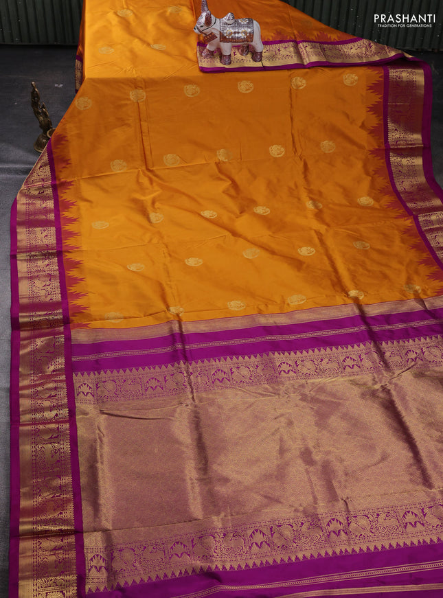 Mustard Yellow & Magenta Pink 10 Yards Silk - Buttas