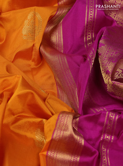 Mustard Yellow & Magenta Pink 10 Yards Silk - Buttas