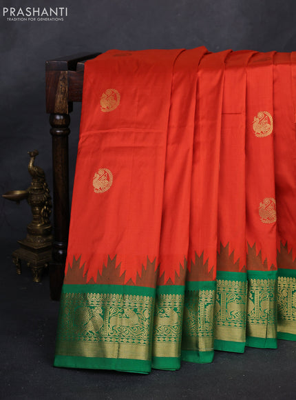 Rust & Green 10 Yards Silk - Buttas