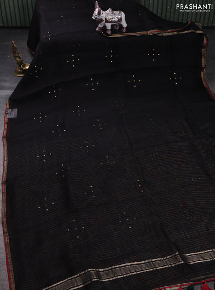Black & Beige Pure Organza Silk - Penkalamkari Blouse