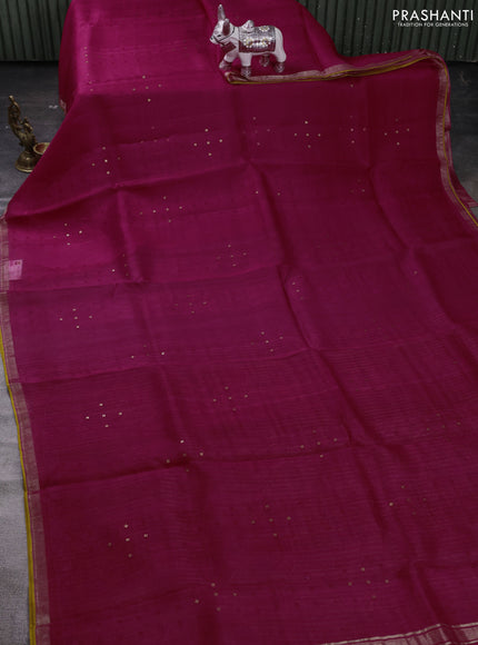 Pink & Mustard Yellow Pure Organza Silk - Penkalamkari Blouse