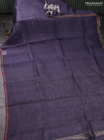 Pastel Purple & Beige Pure Organza Silk - Penkalamkari Blouse