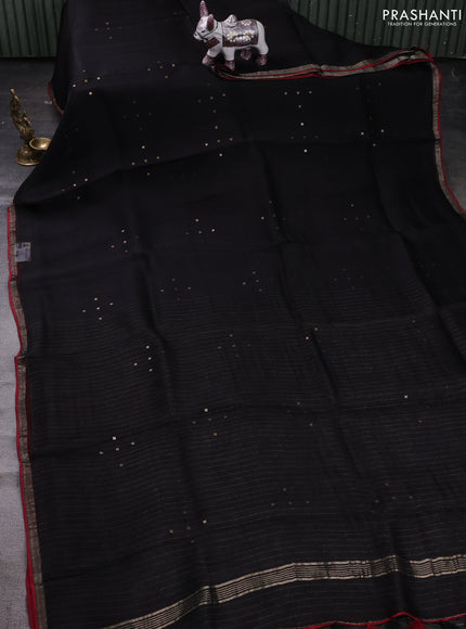 Black & Beige Pure Organza Silk - Penkalamkari Blouse