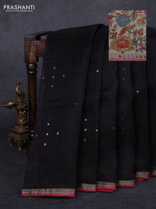 Black & Beige Pure Organza Silk - Penkalamkari Blouse