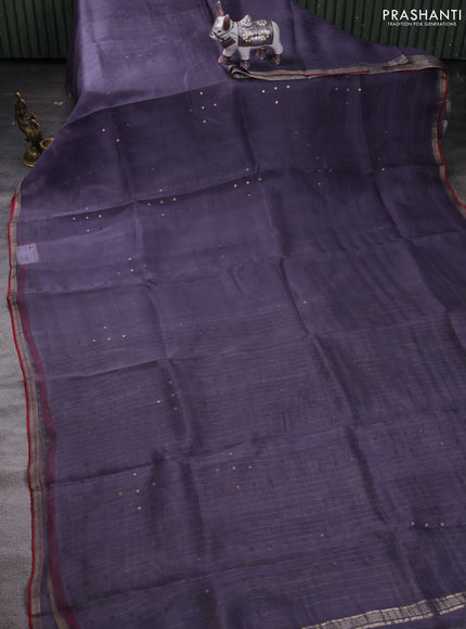 Grey & Green Pure Organza Silk - Penkalamkari Blouse