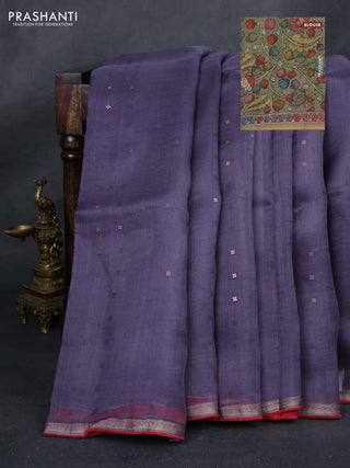 Grey & Green Pure Organza Silk - Penkalamkari Blouse