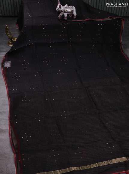 Black & Rust Pure Organza Silk - Penkalamkari Blouse