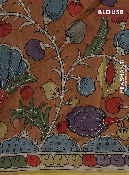 Black & Rust Pure Organza Silk - Penkalamkari Blouse