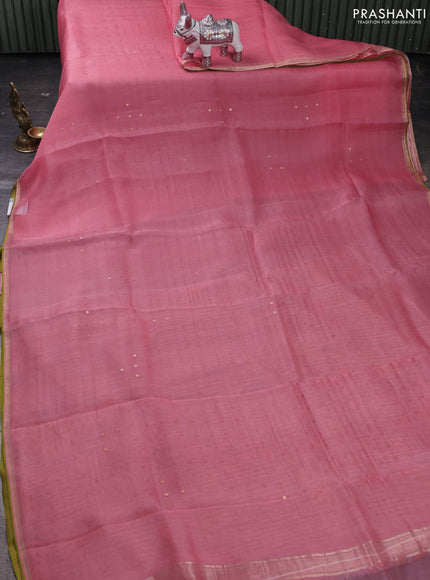 Gajri Pink & Lavender Pure Organza Silk - Penkalamkari Blouse