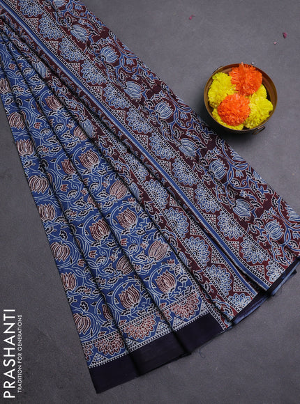 Indigo Blue & Black Jaipur Cotton Saree