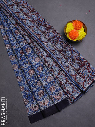 Indigo Blue & Black Jaipur Cotton Saree