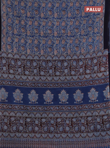 Indigo Blue & Black Jaipur Cotton Saree