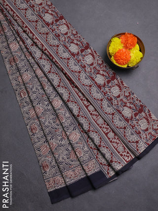 Grey & Black Jaipur Cotton Saree