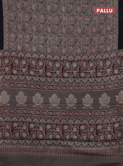 Grey & Black Jaipur Cotton Saree