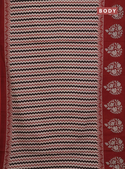 Off White & Red Jaipur Cotton Saree