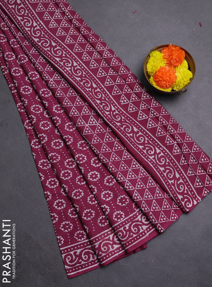 Wine Jaipur Cotton Saree