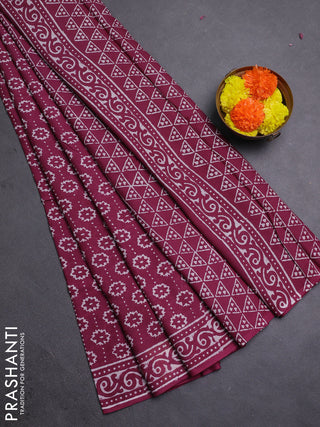 Wine Jaipur Cotton Saree