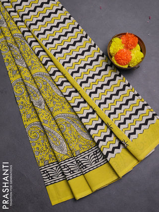 Lime Yellow Jaipur Cotton Saree