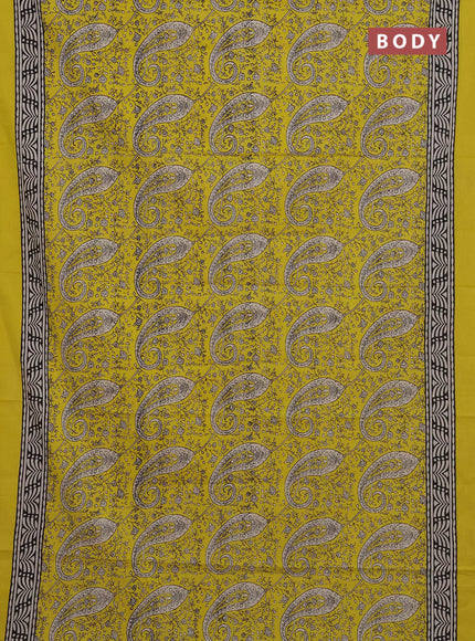Lime Yellow Jaipur Cotton Saree