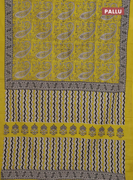 Lime Yellow Jaipur Cotton Saree